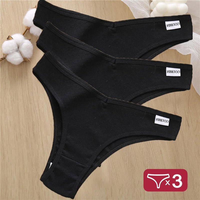 3PCS/Set Cotton Lingerie Panties Sexy Underwear Women Briefs Tangas Female Underpants Pantys Thong Panties Bikini Solid 6 Color