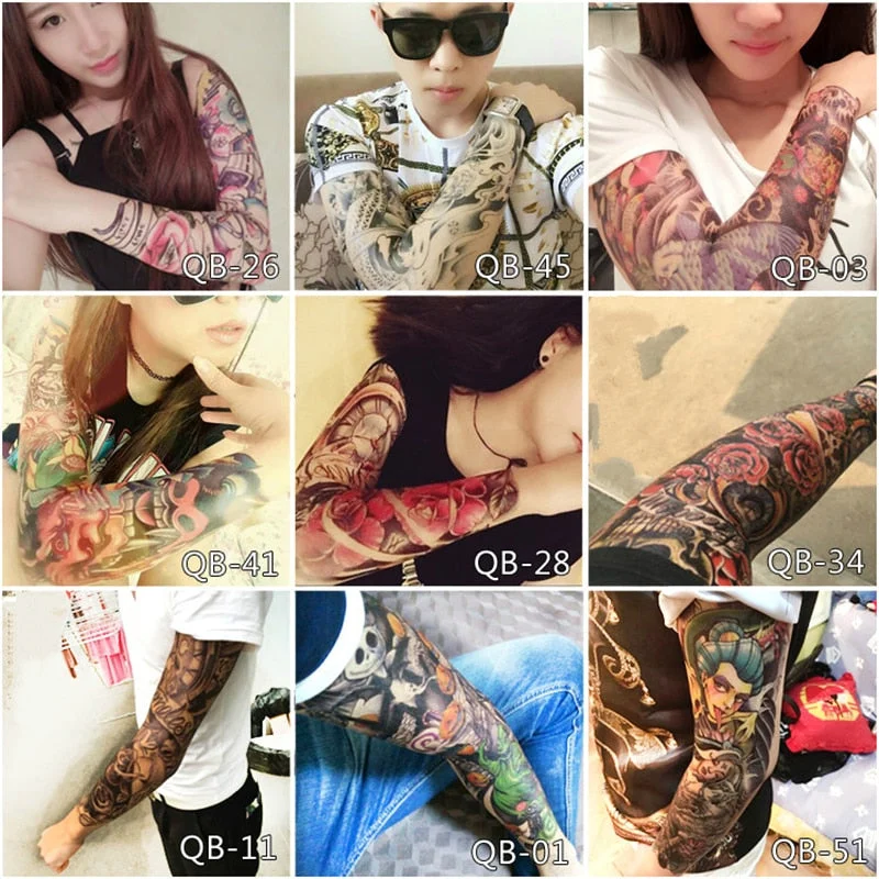 Full Flower Arm Tattoo Sticker 40models Fish Peacock Lotus Temporary Body paint Water Transfer fake Tatoo sleeve