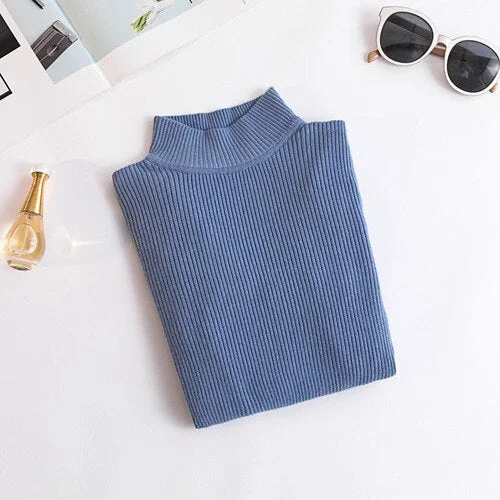 Spring Autumn Winter Turtleneck Sweaters Slim-fit Korean Sweater Long Sleeve Pullovers Short  Casual Tight Clothes New Arrival