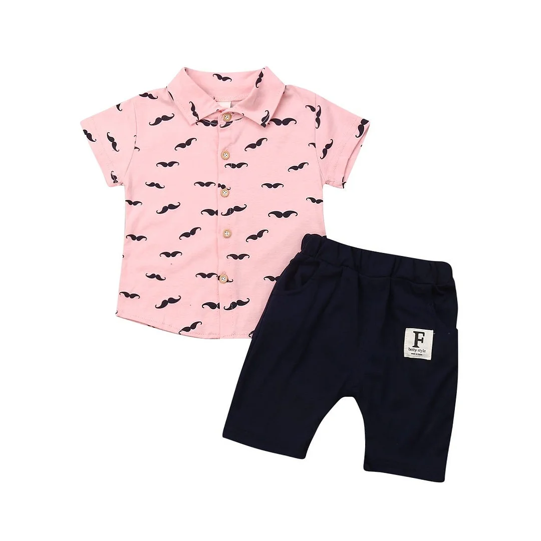 2019 Baby Summer Clothing 2PCS Sets Infant Kids Baby Boy Gentleman Clothes Short Sleeve Outfits T-Shirt Tops+Pants Shorts 6M-5T
