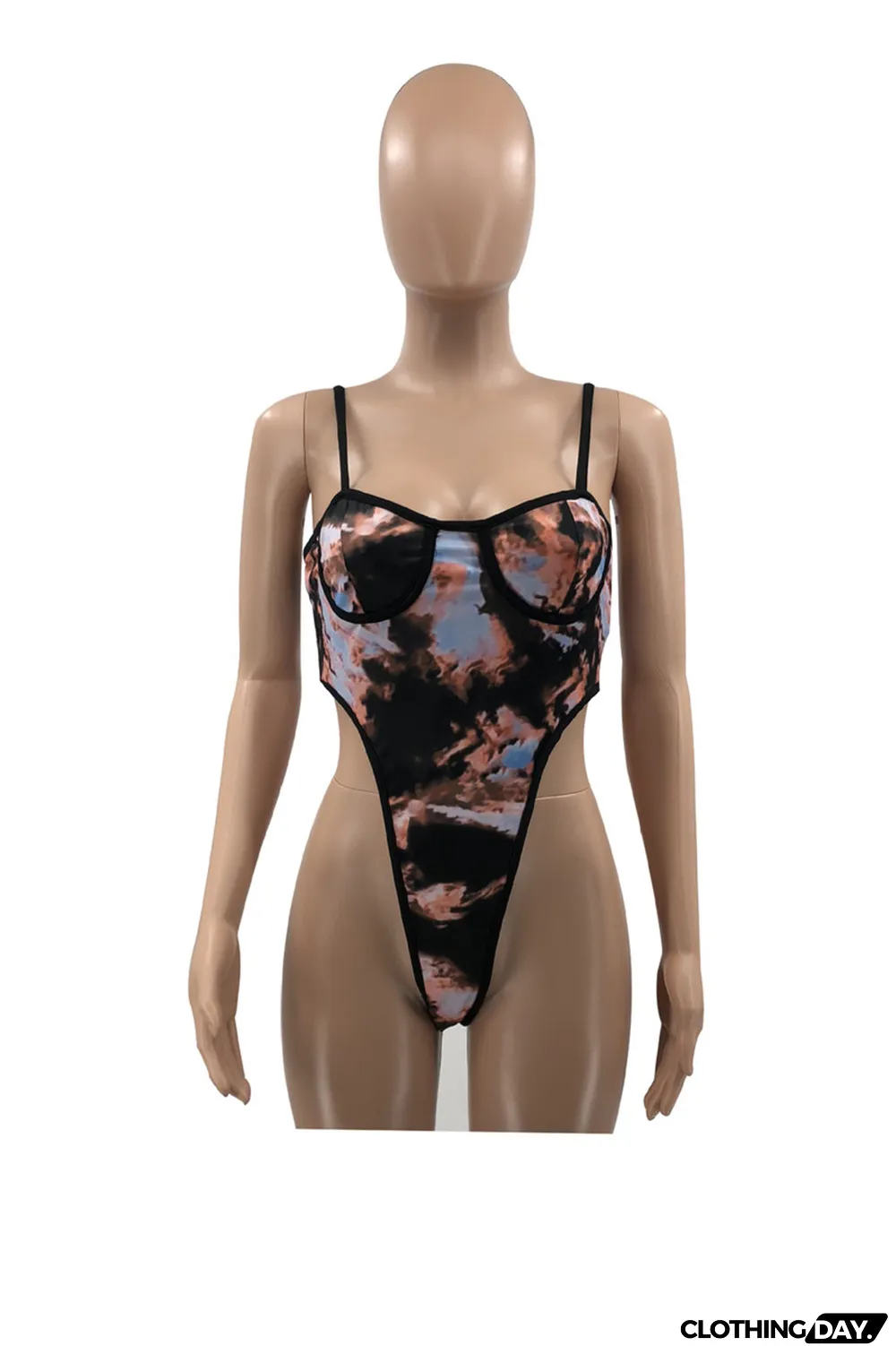 Multi-color Fashion Sexy Print Backless Spaghetti Strap Sleeveless Two Pieces