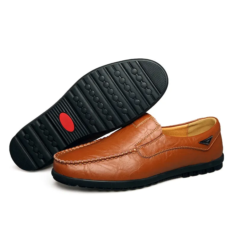 Genuine Leather Men Casual Shoes Luxury Brand 2021 Mens Loafers Moccasins Breathable Slip on Black Driving Shoes Plus Size 37-47