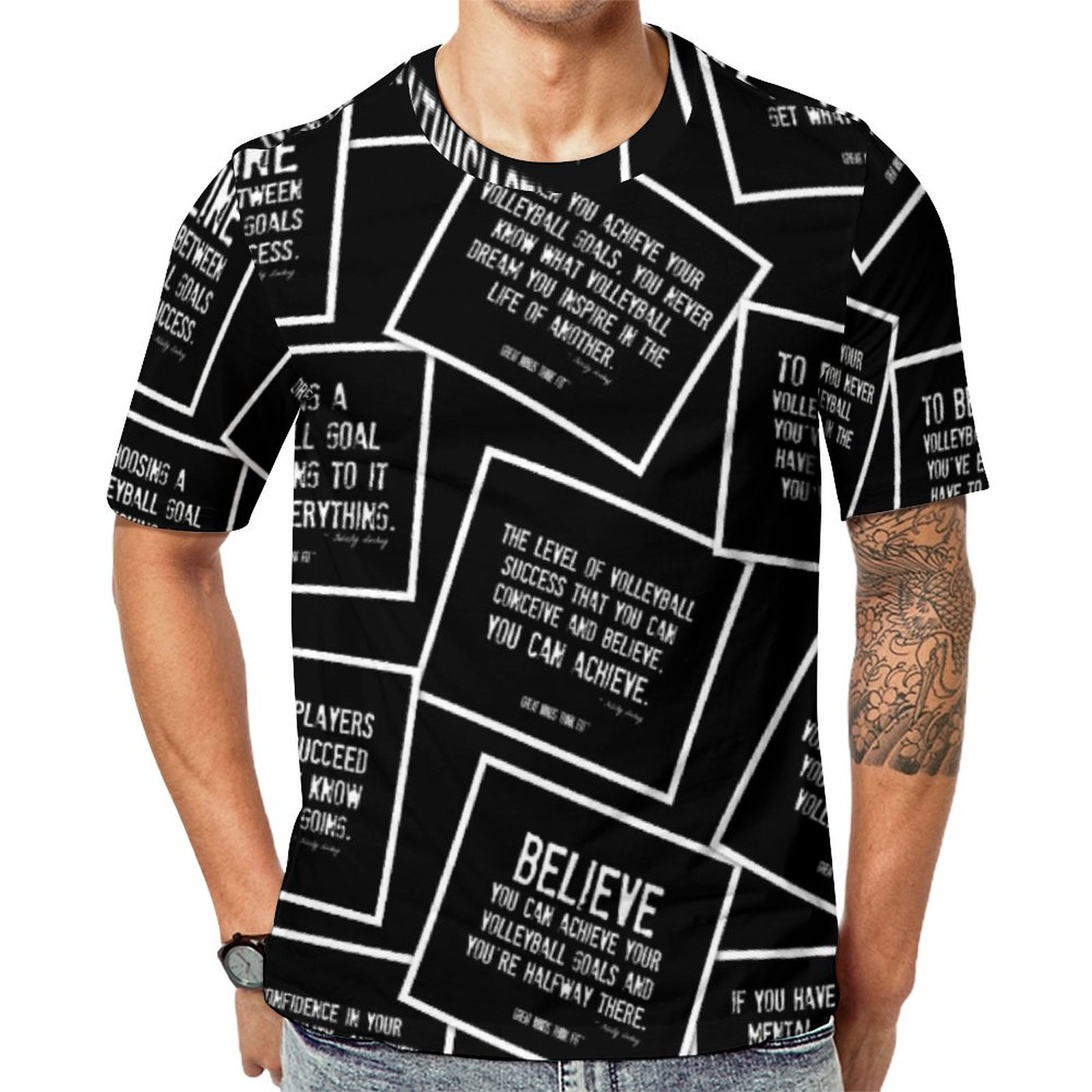 Volleyball Quotes In Black And White Short Sleeve Print Unisex Tshirt Summer Casual Tees for Men and Women Coolcoshirts
