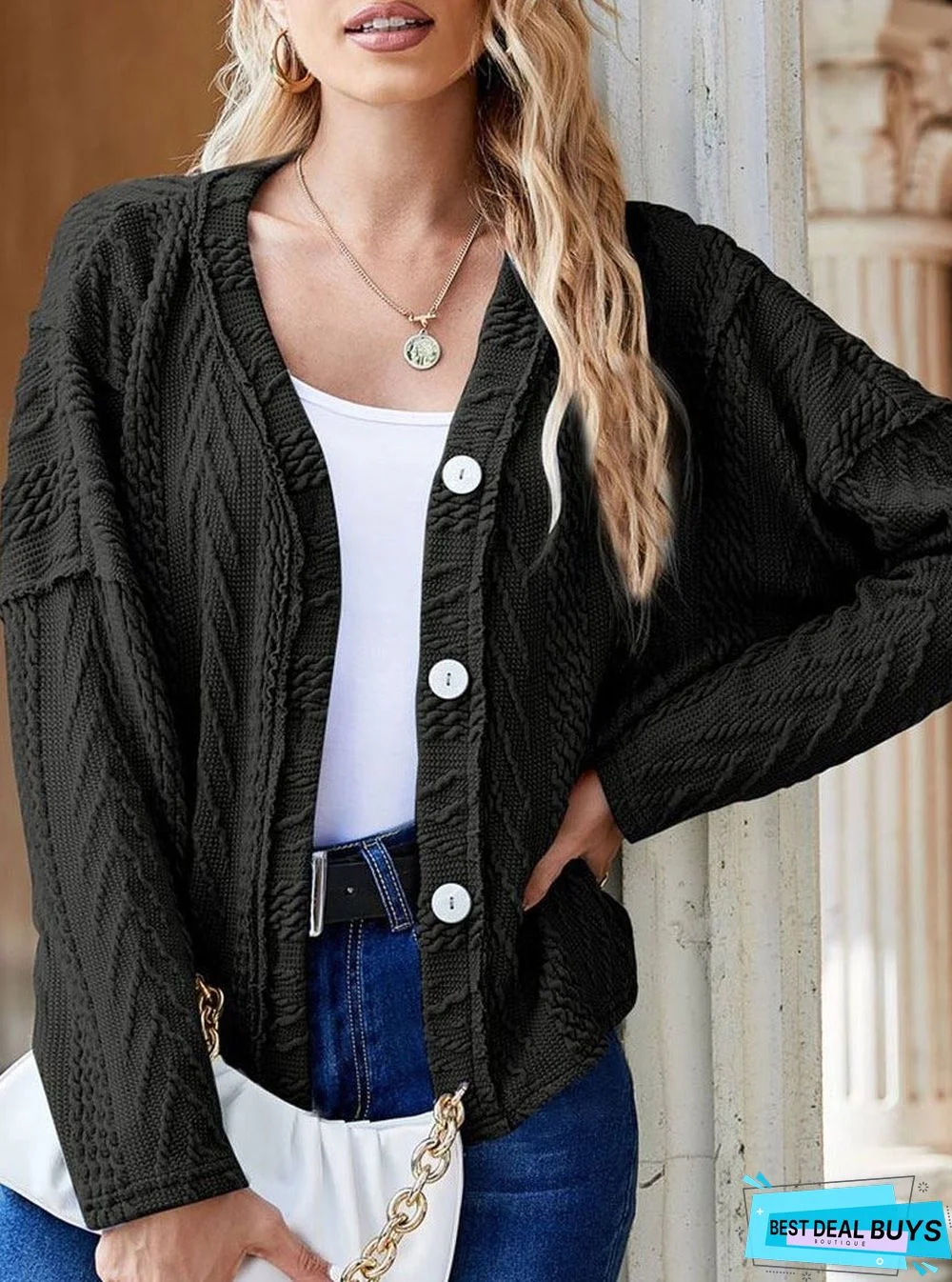 Loose Casual Jacquard Sweater Cardigan
