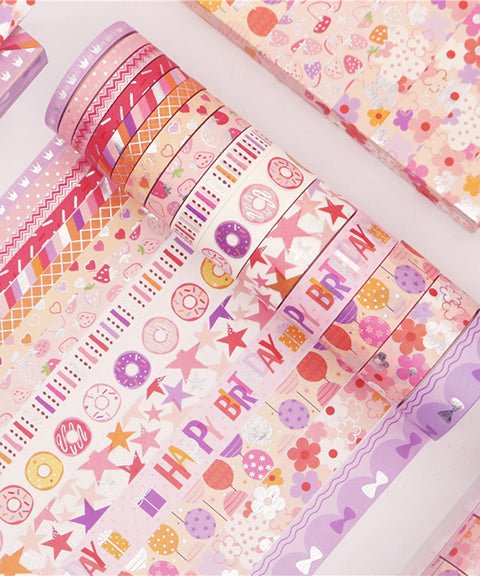 15 Rolls Pink Birthday Washi Tape Set-Himinee.com