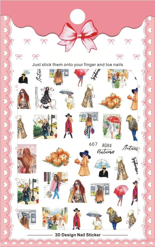 Churchf New 3D Self-Adhesive Bohemia Lovly Red Lips Image Nails Stickers for Nails Sticker Decorations Manicure Z0452-Nail Inspo