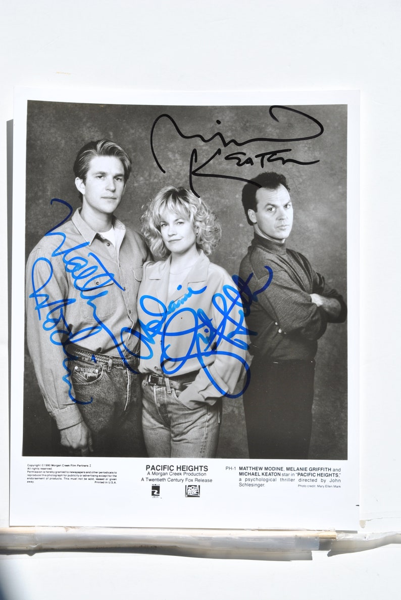 PACIFIC HEIGHTS CAST Signed Photo Poster painting X3 Melanie Griffith, Matthew Modine, and Michael Keaton wcoa