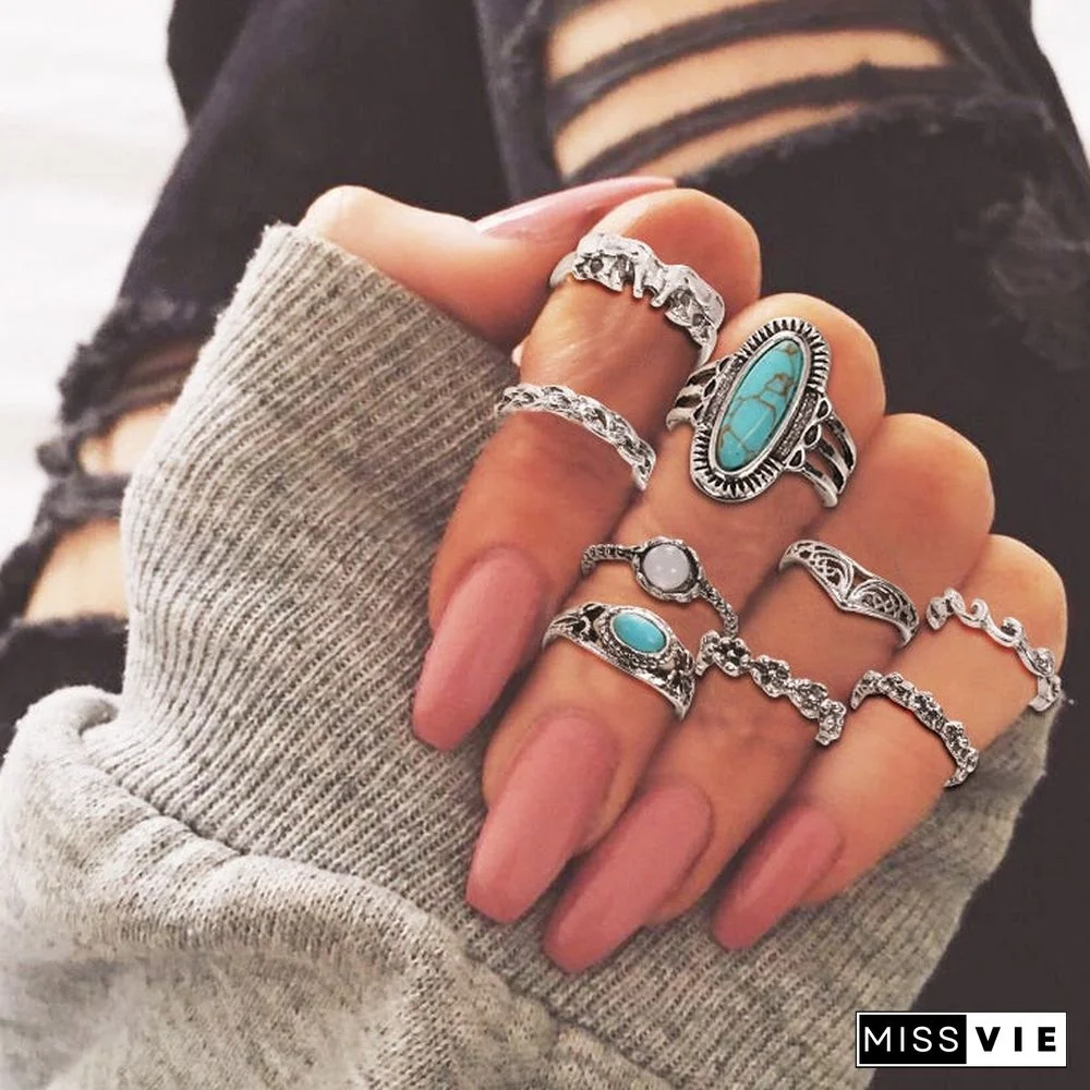 30 Styles Trendy Boho Midi Knuckle Ring Set For Women Crystal Geometric Finger Rings Fashion Bohemian Jewelry