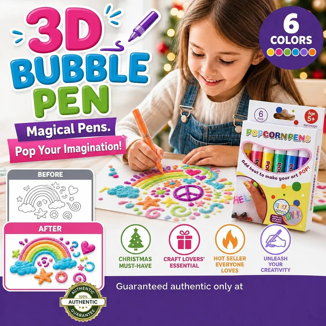 🔥Last Day 50% OFF🎁🔮Magic Pen &ndash; Draw 3D with one stroke!🎄 DIY Bubble Popcorn Drawing Pens🔥
