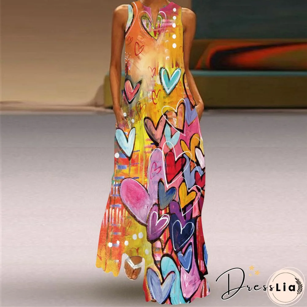 New Print Summer Dress Casual Sexy Dresses Women Butterfly Flower Party V-neck Sleeveless Long 5XL Maxi Dress