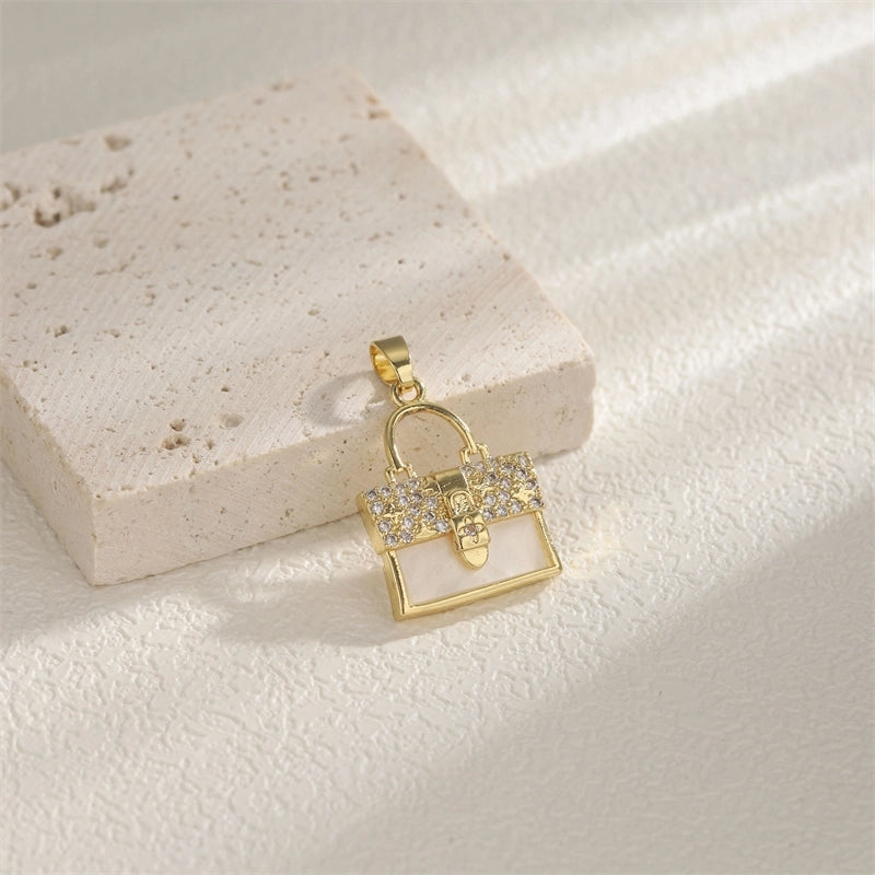 1 PCS/Package Hole 10mm+ Copper Zircon 18K Gold Plated Heart Shape Flower Pendant