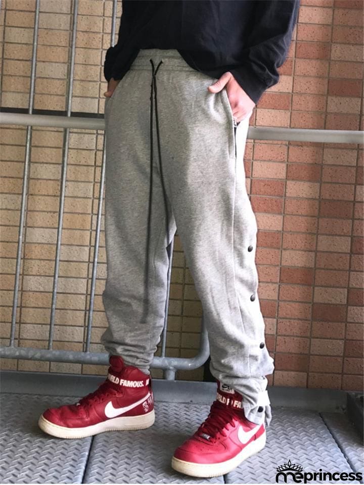 Men's Cool Casual Side Button Up Sports Sweatpants