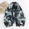 Elegant Floral Painting Autumn Winter Shawl Scarf