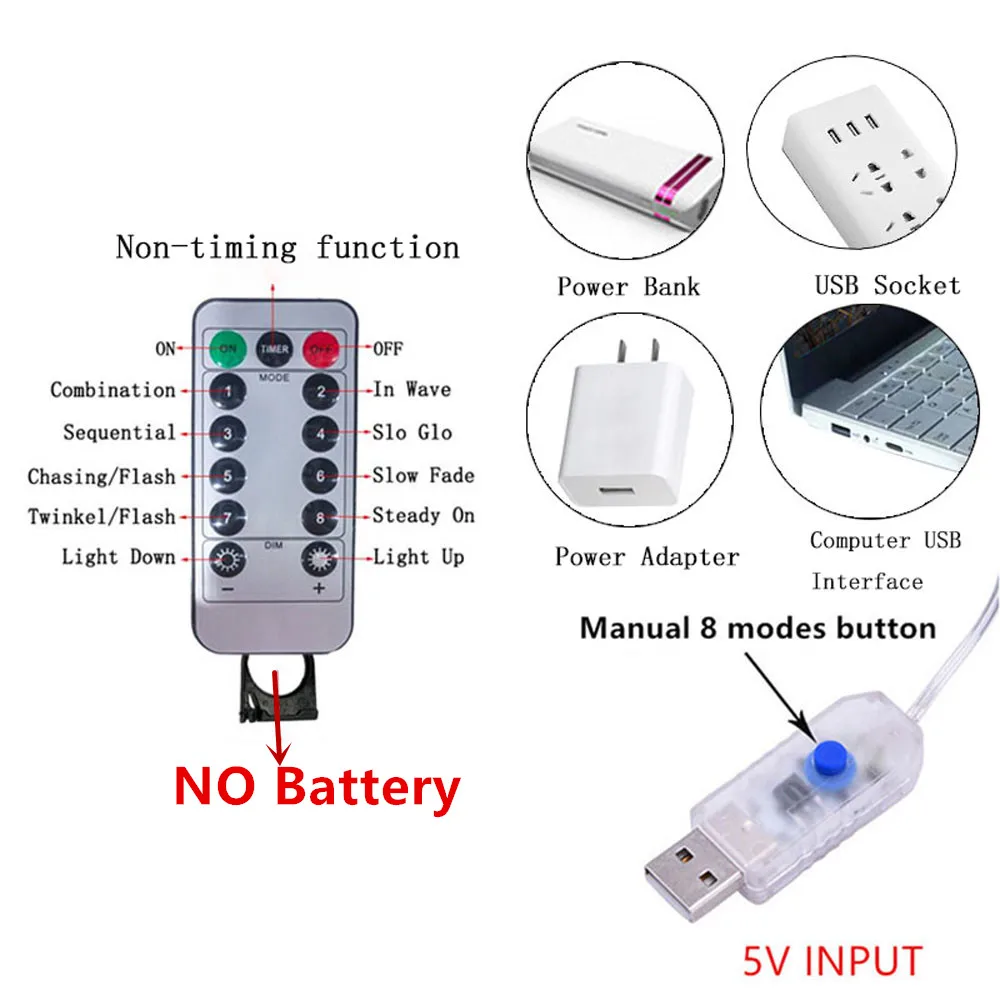 Tegooe USB Powered LED Curtain String Lights with Remote Control 3 Styles