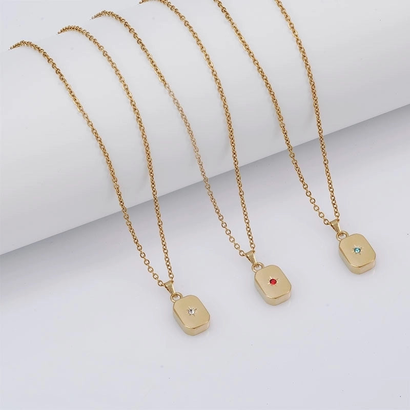 Casual Elegant Vacation Square Water Droplets 304 Stainless Steel Rhinestones 18K Gold Plated Inlay Earrings Necklace