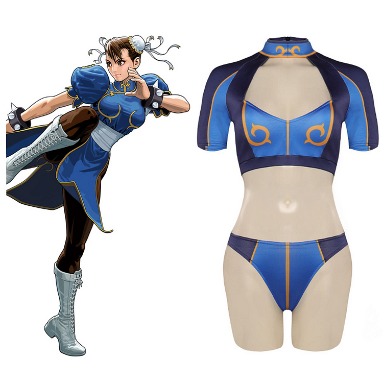 Street Fighter Chun-Li Cosplay Costume Swimsuit Outfits Halloween Carnival Party Disguise Suit