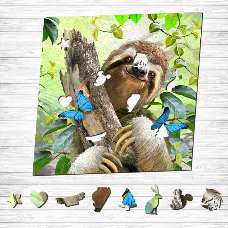 Ericpuzzle™ Ericpuzzle™The Sloth and the Butterflies Wooden Puzzle