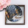 4pcs Town-DIY Embroidery Kit with Pattern Cotton Threads Needles Hoop Scissor 25*25cm tapestrymarket