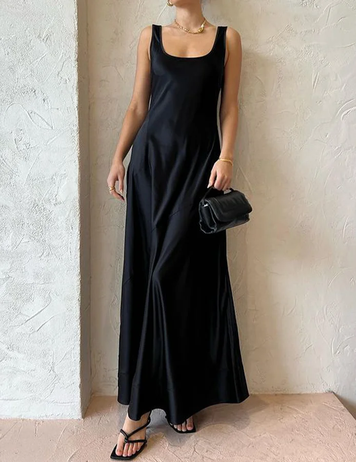 Vintage Victoria Solid Black Maxi Dress