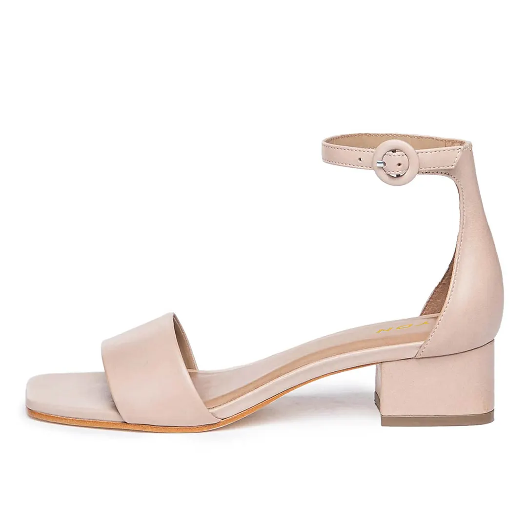 YDN Women's Nude Open Square Toe Elegant Strap Heels Sandals