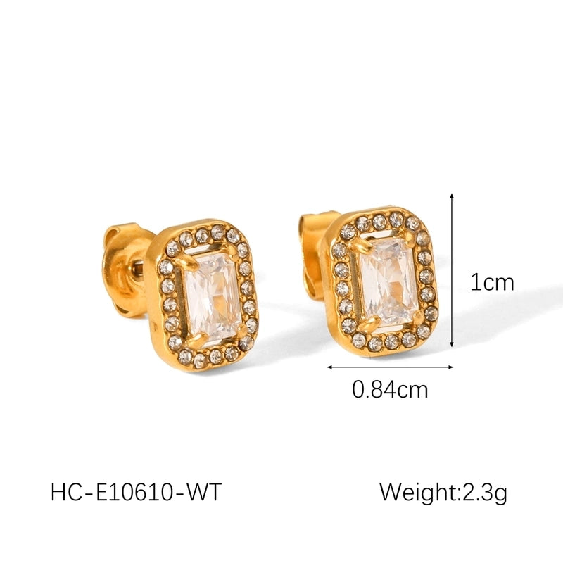 1 Pair Elegant Geometric 304 Stainless Steel Titanium Steel 18K Gold Plated Ear Studs