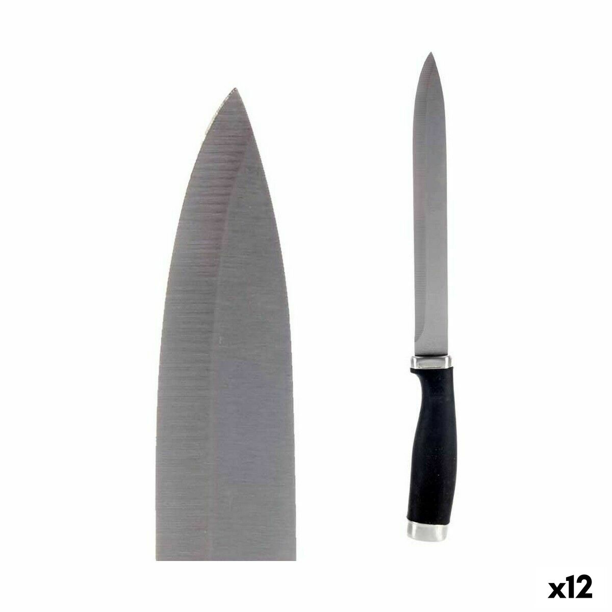 Kitchen Knife Kinvara Black Silver Stainless steel Plastic 3,5 x 33 x 2 cm 33 x 2 x 3,5 cm (12 Units)