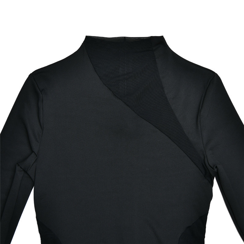 Mozision Mesh Patchwork Sexy Maxi Dress Women Hollow Out O Neck Long Sleeve Thigh High Split Bodycon Long Dress Femme Elegant