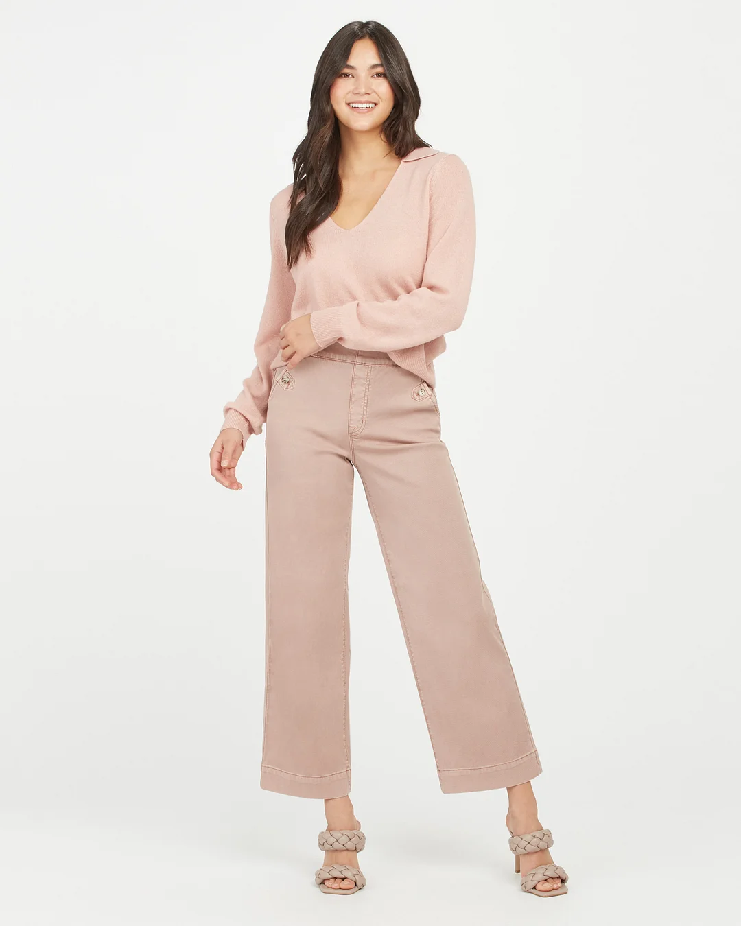Stretch Twill Cropped Wide Leg Pant