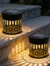 Solar Fence Lights Mandala Theme Waterproof Metal Solar Powered Deck Step Stair Lights for Garden Post Patio Decor Gifts for Women Mom