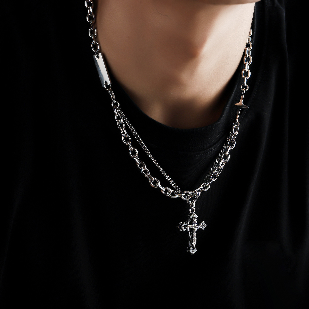 Unisex Titanium Steel Minimalist Cross Necklace