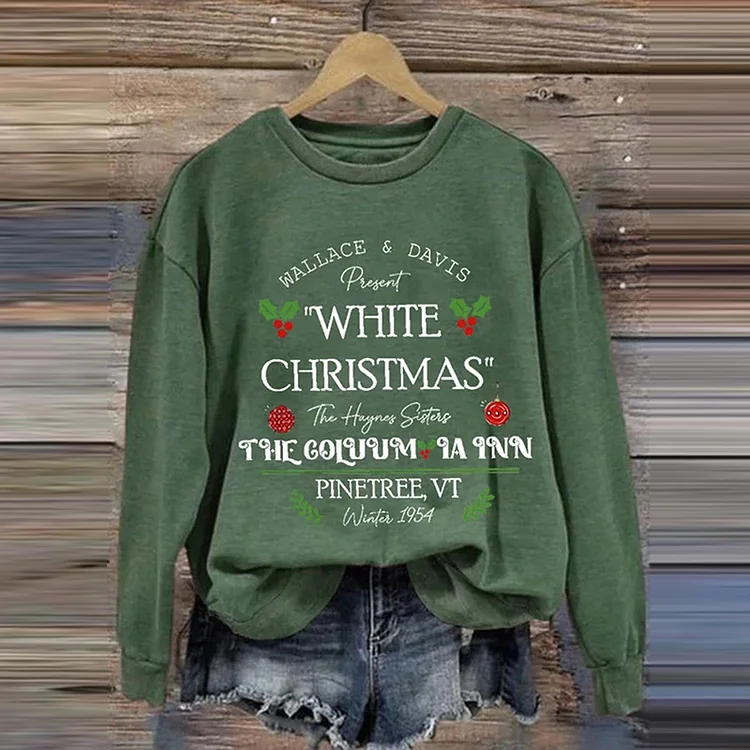 Comstylish Women'S Casual White Christmas Printed Long Sleeve Sweatshirt