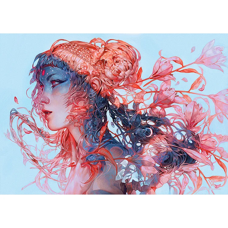 Red And Blue Hair Girl 40*50CM(Canvas) Full Round Drill Diamond Painting gbfke