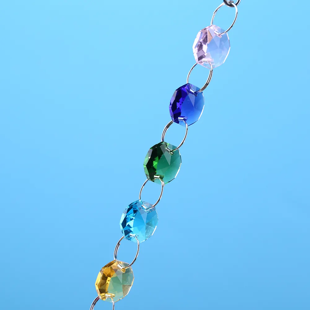 Hanging Crystal Ball Rainbow Prism Light Catcher Wind Chimes Decor (Yellow)