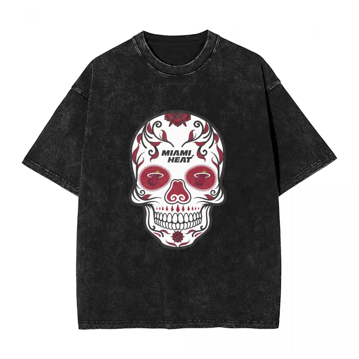 Miami Heat Skull Washed Oversized Vintage Men's T-Shirt