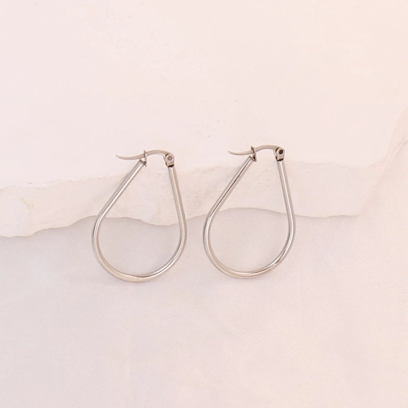 Minimalist Pentagram Oval Flower 304 Stainless Steel Stainless Steel Earrings