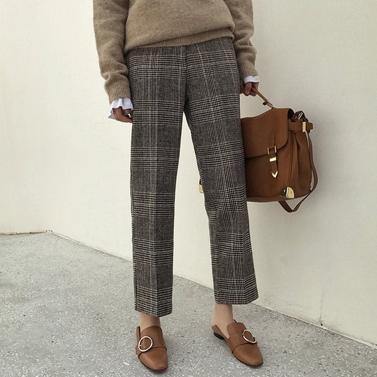 As Picture Checkered/plaid Casual Shift Pants