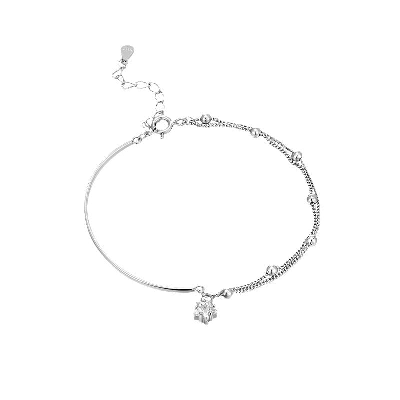925 Sterling Silver Double-layer Star Bracelet Women’s Niche Light Luxury Design High-end Bracelet Gift