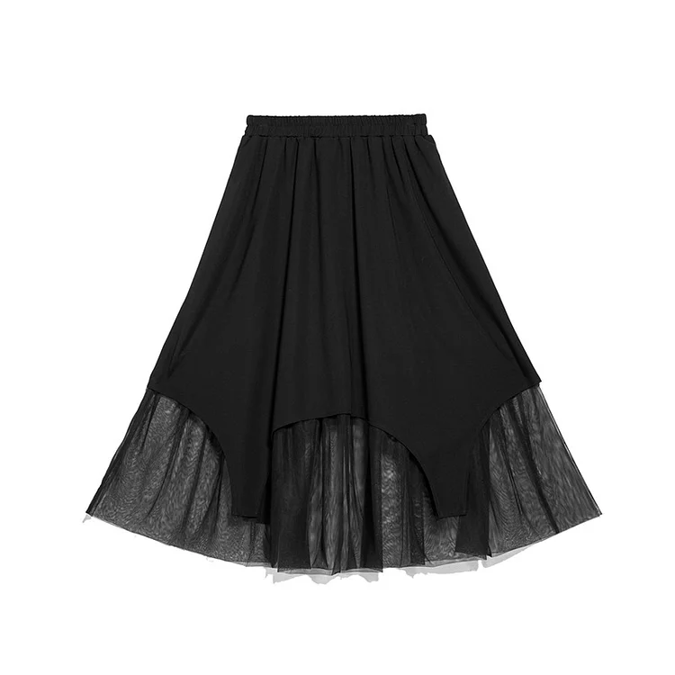 Personalized Splicing Mesh High Waist Skirt - yankia