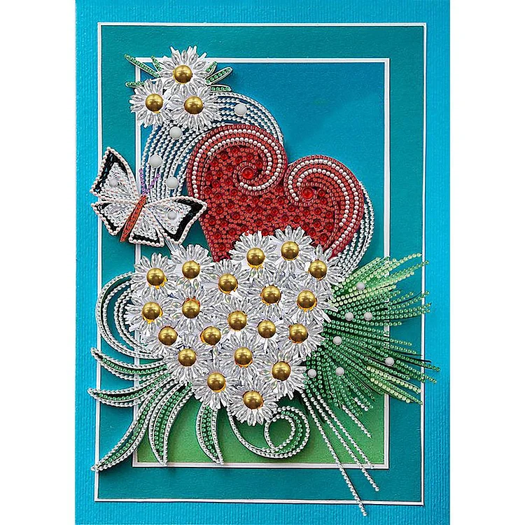 Paper Quilling Heart Daisy - Partial Special Shaped Drill Diamond Painting - 30x40cm(Canvas)