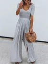 Empire Short Sleeves Wide Legs Jumpsuits