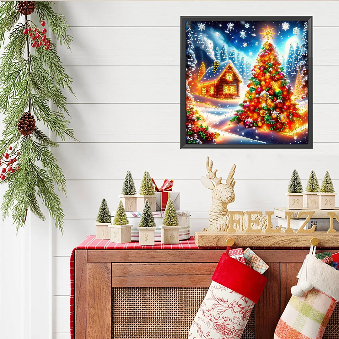 Christmas House - Diamond Painting - Partial Special Shaped Drill(Canvas|30*30cm)
