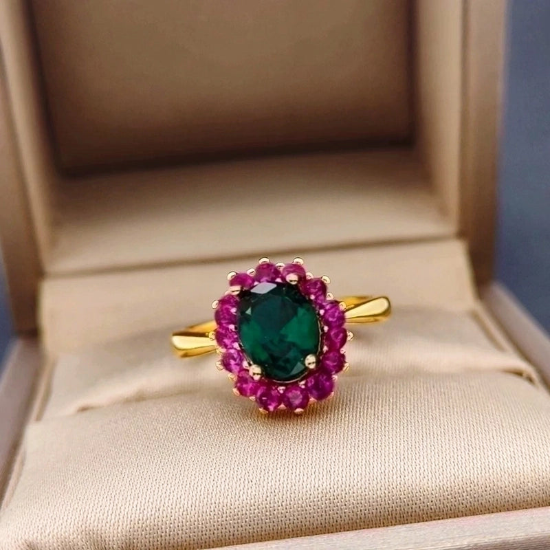 Luxurious Shiny Oval Copper Plating Inlay Zircon Adjustable Ring