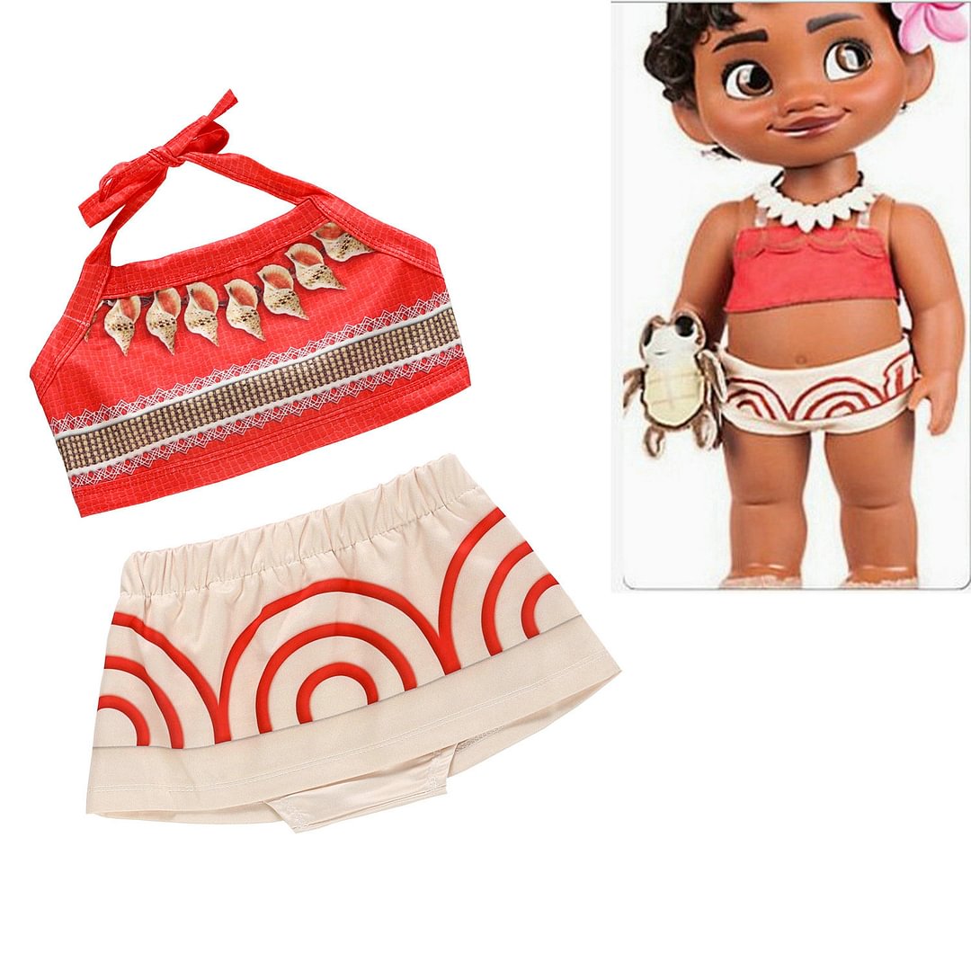 Kids Day Moana Halter Sling Apron Dress Pants Set for Toddler and Girl-Pajamasbuy