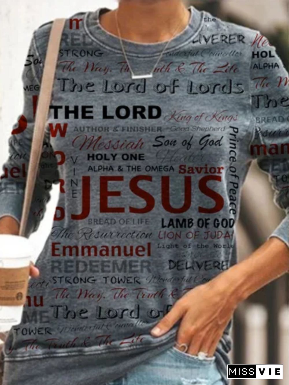 Casual Long Sleeve Round Neck Plus Size Printed Tops Sweatshirts