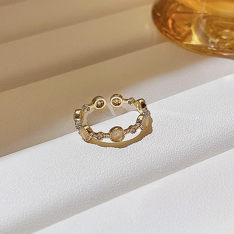 Open Adjustable Gold Pearl Ring KERENTILA