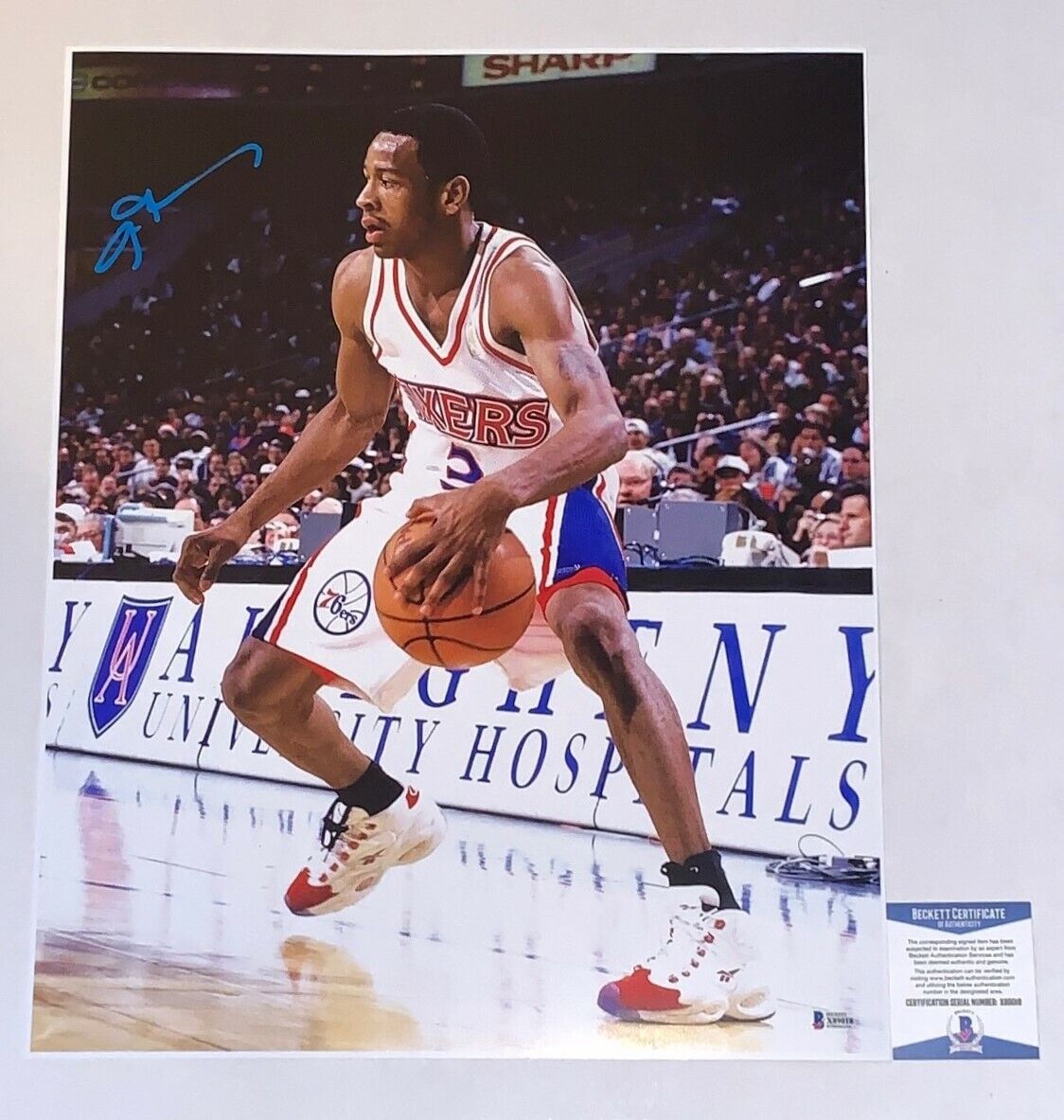Allen Iverson signed Philadelphia 76ers 16x20 Photo Poster painting autographed #1 Beckett