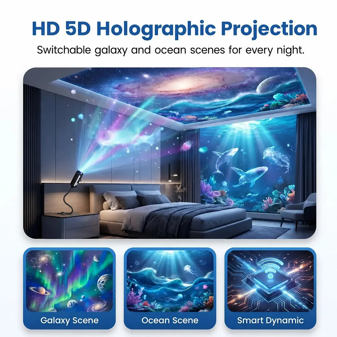 Smart Holographic Ocean & Galaxy & Forest 5D Projector