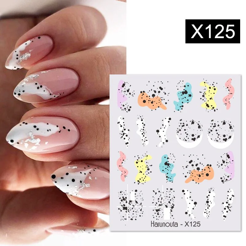Black White Milk Cow 3D Nail Stickers Butterfly Leopard Adhesive Nail Transfer Decals Sliders Wraps DIY Nail Art Decorations