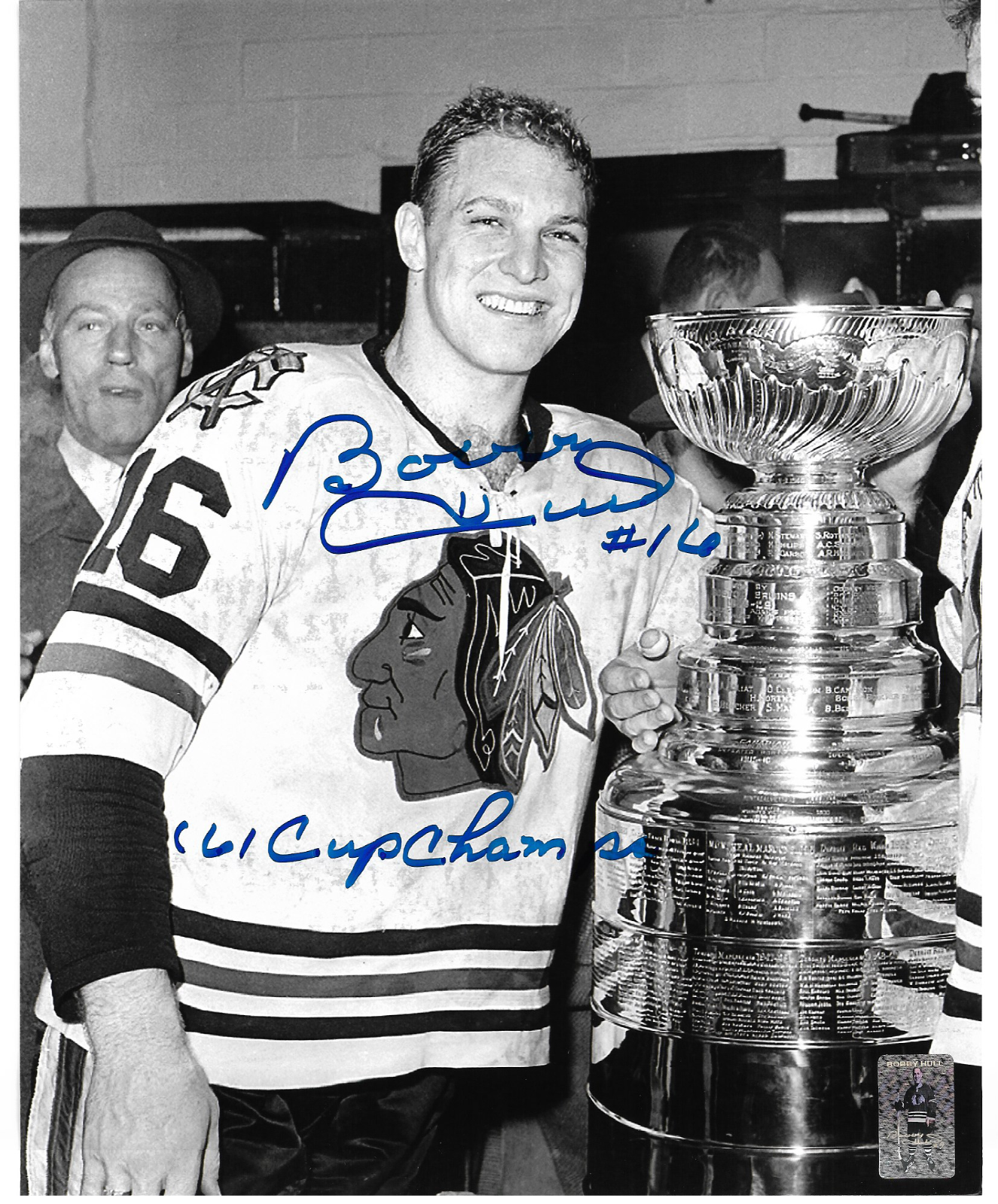 Autographed Chicago Blackhawks Bobby Hull 8x10 Signed Hockey Trophy Photo Poster painting BHH