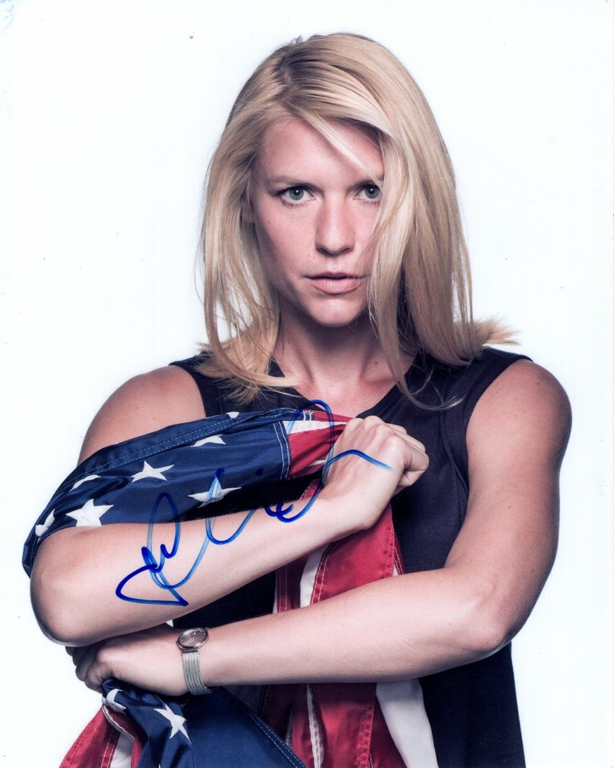 CLAIRE DANES signed AMERICAN FLAG HOMELAND CARRIE MATHISON 8x10 Photo Poster painting